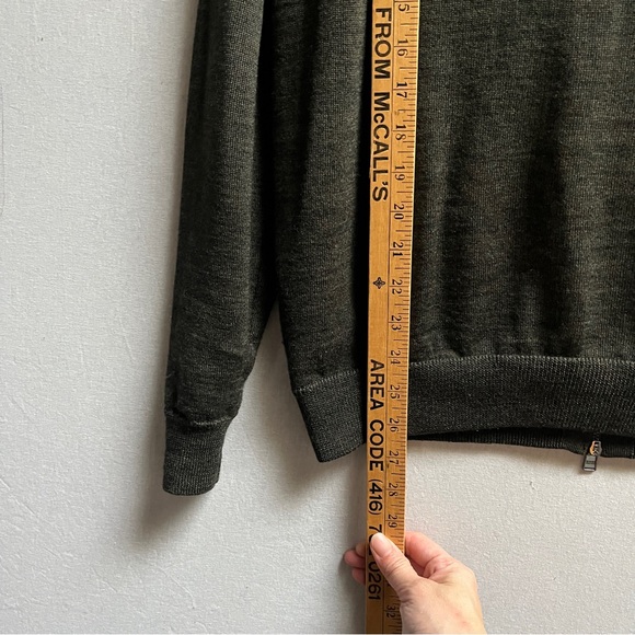 Hugo Boss Men's Olive Green Wool Zip up Sweater Sz M - Picture 9 of 10